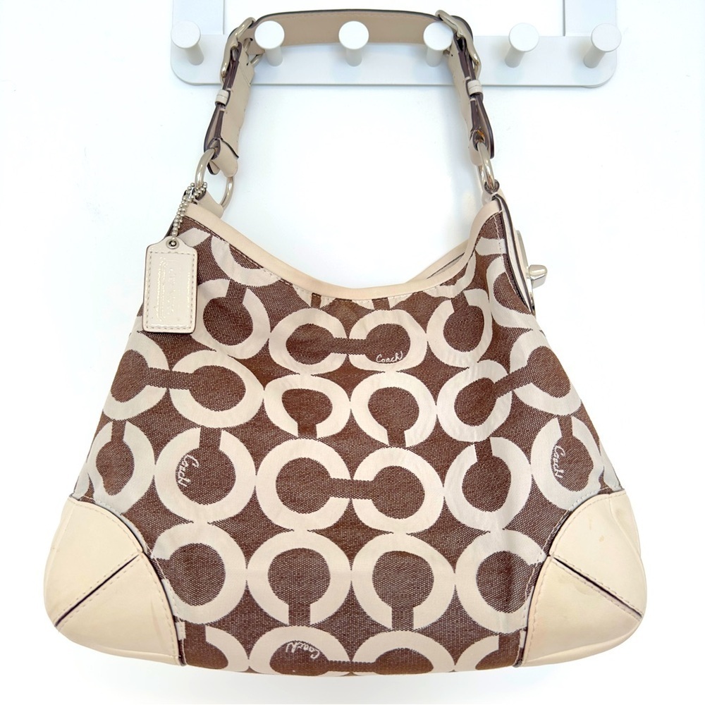 ✅Sold✅ Coach Peyton OP Art Shoulder Bag – Brown & Cream (14512)